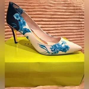 Ted Baker London Pink Fantasia Satin Floral Heels